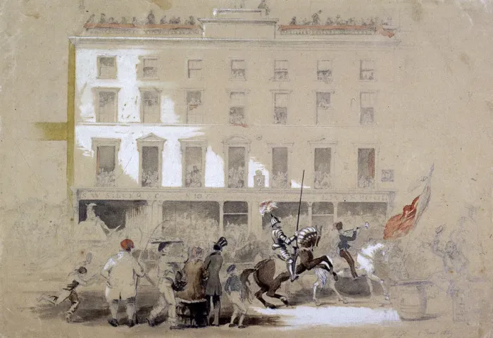 Framed Print : Lord Mayors Show, Cornhill, London, 1849. Artist: Angelo Collen Hayter