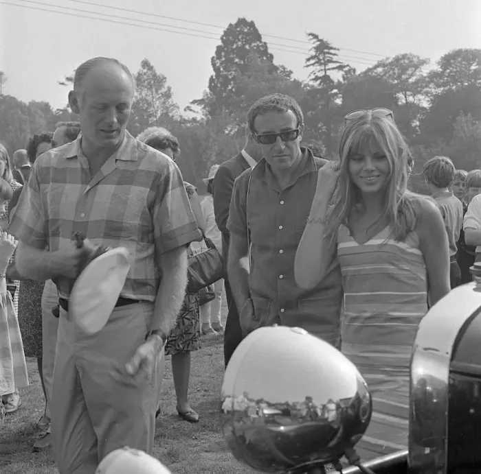 Framed Print : Lord Montagu with Peter Sellers and Britt Ekland at Beaulieu 1966. Creator: Unknown Framed Print : Lord Montagu with Peter Sellers and Britt Ekland at Beaulieu 1966. Creator: Unknown