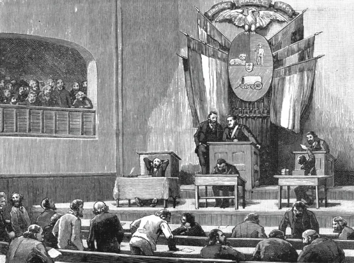 Framed Print : Lord Randolph Churchill in South Africa: The Interior of the House of Commons, Pretoria, 1891. Creator: Unknown Framed Print : Lord Randolph Churchill in South Africa: The Interior of the House of Commons, Pretoria, 1891. Creator: Unknown