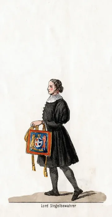 Framed Print : Lord Seal keeper, costume design for Shakespeares play, Henry VIII, 19th century Framed Print : Lord Seal keeper, costume design for Shakespeares play, Henry VIII, 19th century