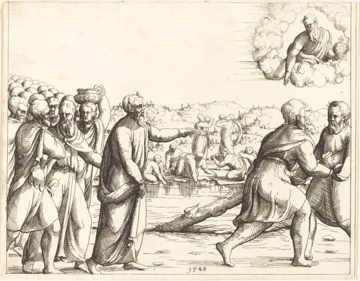 Framed Print : The Lord Sweetens the Waters of Marah. Creator: Augustin Hirschvogel Framed Print : The Lord Sweetens the Waters of Marah. Creator: Augustin Hirschvogel