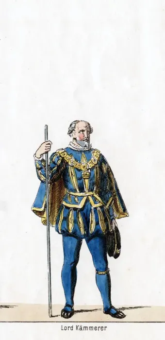 Framed Print : Lord treasurer, costume design for Shakespeares play, Henry VIII, 19th century Framed Print : Lord treasurer, costume design for Shakespeares play, Henry VIII, 19th century
