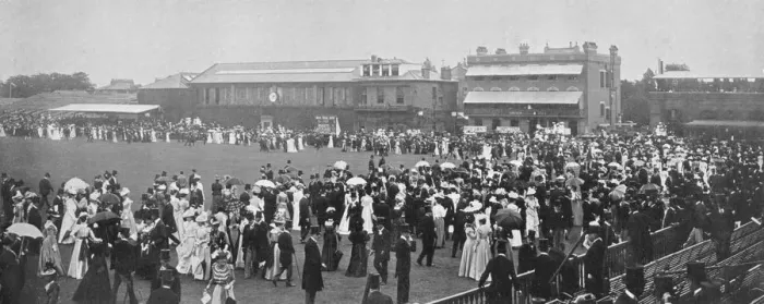 Framed Print : Lords Cricket Ground, the luncheon interval, London, c1899. Artist: RW Thomas Framed Print : Lords Cricket Ground, the luncheon interval, London, c1899. Artist: RW Thomas