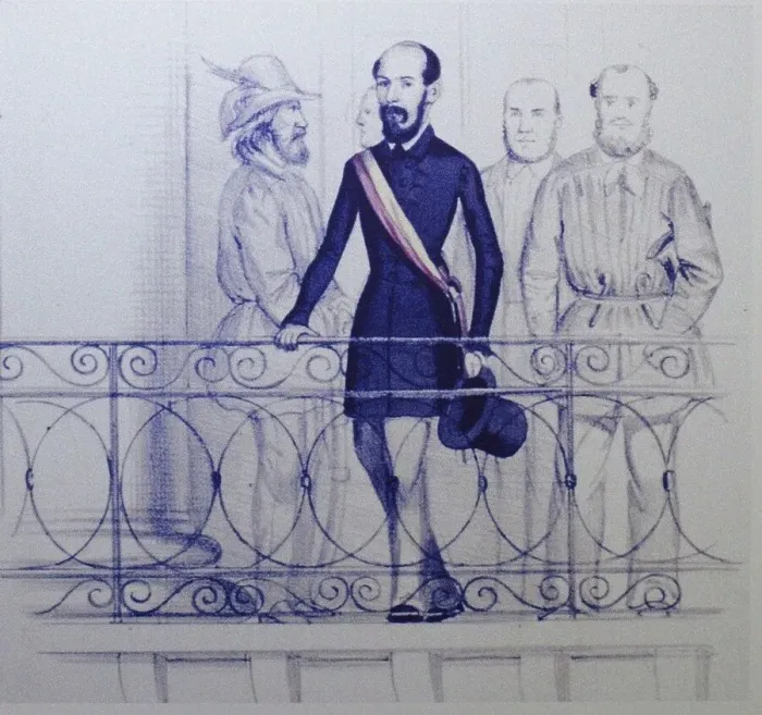 Framed Print : Lorenzo Brentano on the balcony of the Rathaus in Karlsruhe. Artist: Anonymous Framed Print : Lorenzo Brentano on the balcony of the Rathaus in Karlsruhe. Artist: Anonymous