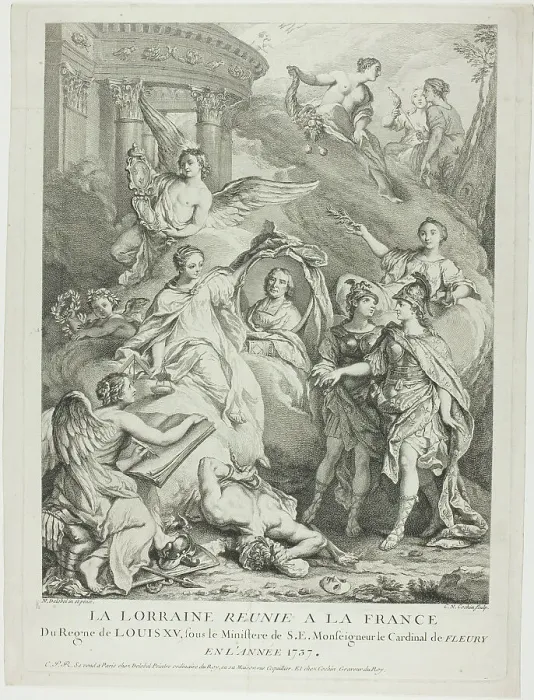 Framed Print : The Lorraine Reunited with France, 1737. Creator: Charles Nicolas Cochin Framed Print : The Lorraine Reunited with France, 1737. Creator: Charles Nicolas Cochin