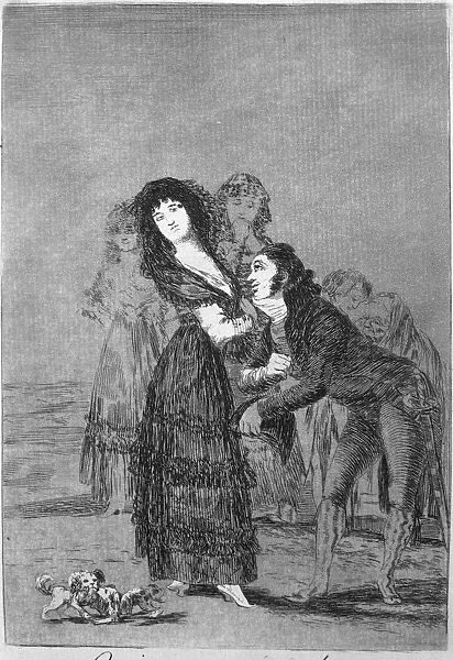 Los Caprichos, series of etchings by Francisco de Goya (1746-1828), plate 27: ¿Quien