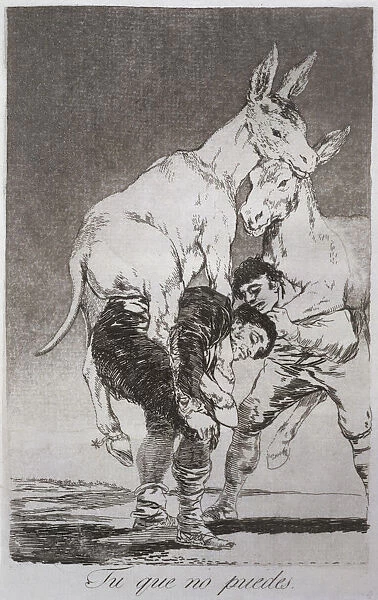 Los Caprichos, series of etchings by Francisco de Goya (1746-1828), plate 42: Tú