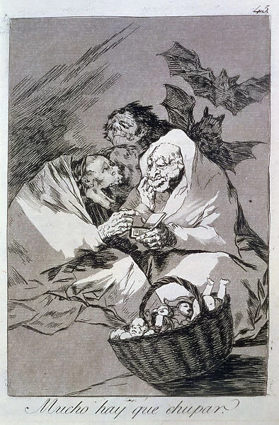 Los Caprichos, series of etchings by Francisco de Goya (1746-1828), plate 45: Mucho