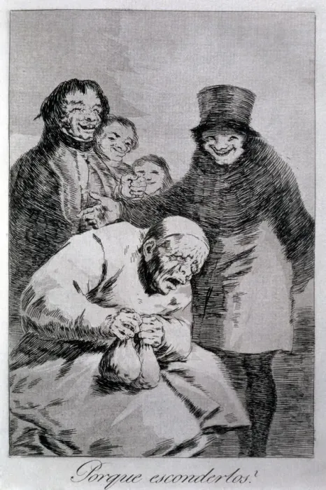 Framed Print : Los Caprichos, series of etchings by Francisco de Goya (1746-1828), plate 30: Por Framed Print : Los Caprichos, series of etchings by Francisco de Goya (1746-1828), plate 30: Por