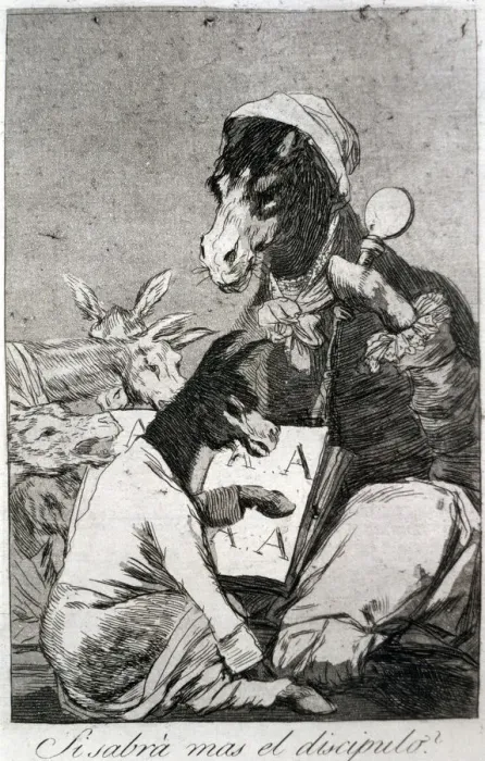 Framed Print : Los Caprichos, series of etchings by Francisco de Goya (1746-1828), plate 37: ¿Si Framed Print : Los Caprichos, series of etchings by Francisco de Goya (1746-1828), plate 37: ¿Si