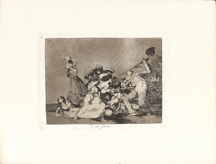 Framed Print : Los Desastres de la Guerra (The Disasters of War), Plate 5: Y son fieràs (And are like... 1810s. Creator: Goya, Francisco, de (1746-1828) Framed Print : Los Desastres de la Guerra (The Disasters of War), Plate 5: Y son fieràs (And are like... 1810s. Creator: Goya, Francisco, de (1746-1828)