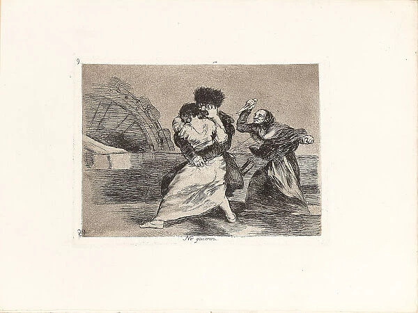 Los Desastres de la Guerra (The Disasters of War), Plate 9: No quieren (They do not want to), 1810s. Creator: Goya, Francisco, de (1746-1828)