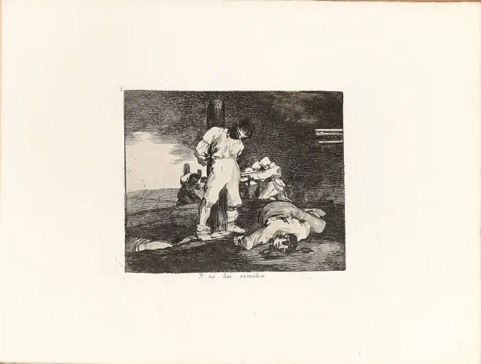 Framed Print : Los Desastres de la Guerra (The Disasters of War), Plate 15: Y no hai remedio... 1810s. Creator: Goya, Francisco, de (1746-1828) Framed Print : Los Desastres de la Guerra (The Disasters of War), Plate 15: Y no hai remedio... 1810s. Creator: Goya, Francisco, de (1746-1828)