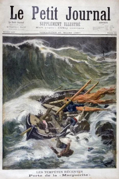 Framed Print : Loss of the fishing boat Marguerite, 1897. Artist: Oswaldo Tofani Framed Print : Loss of the fishing boat Marguerite, 1897. Artist: Oswaldo Tofani