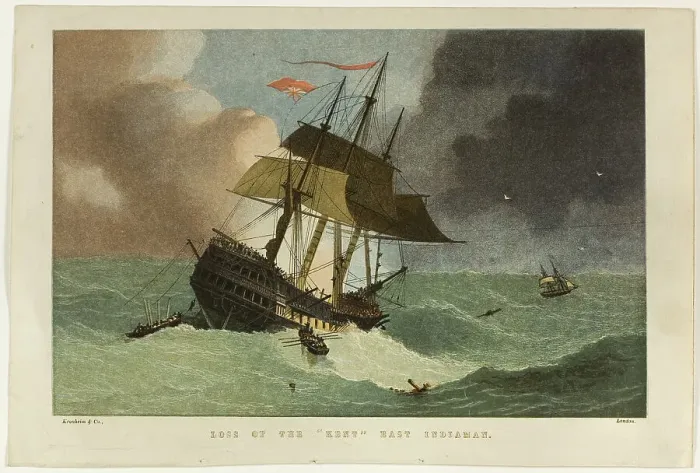 Framed Print : Loss of the Kent, East Indiaman, n.d. Creator: Kronheim & Co. Loss of the Kent, East Indiaman, n.d. Creator: Kronheim & Co Framed Print : Loss of the Kent, East Indiaman, n.d. Creator: Kronheim & Co. Loss of the Kent, East Indiaman, n.d. Creator: Kronheim & Co