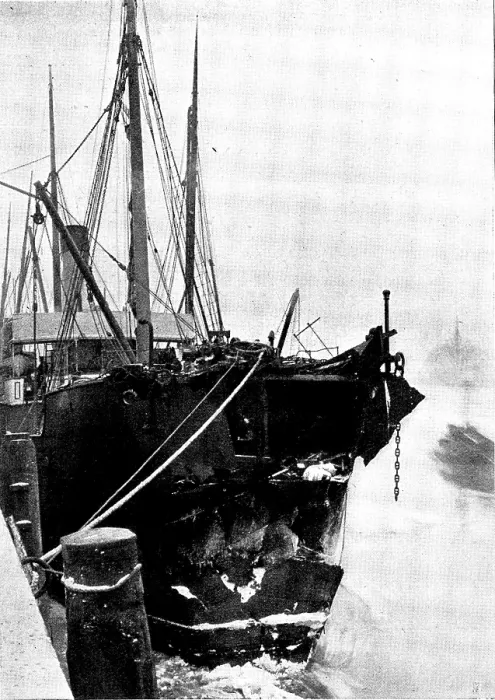 Framed Print : The Loss of the North German Lloyd steam-ship 'Elbe': the damaged steam-ship 'Crathie', 1895. Creator: Unknown Framed Print : The Loss of the North German Lloyd steam-ship 'Elbe': the damaged steam-ship 'Crathie', 1895. Creator: Unknown