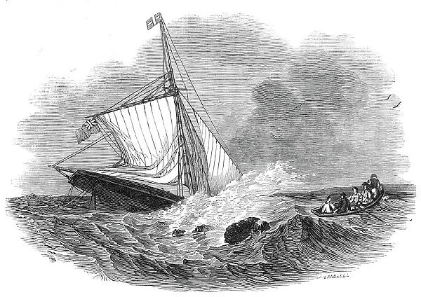 Loss of the yacht 'Vectis', off Bognor, 1845. Creator: Ebenezer Landells