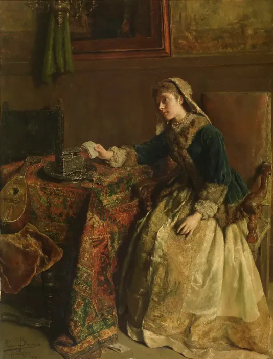 Framed Print : Lost in Thought, 1891. Creator: Leon Brunin Framed Print : Lost in Thought, 1891. Creator: Leon Brunin
