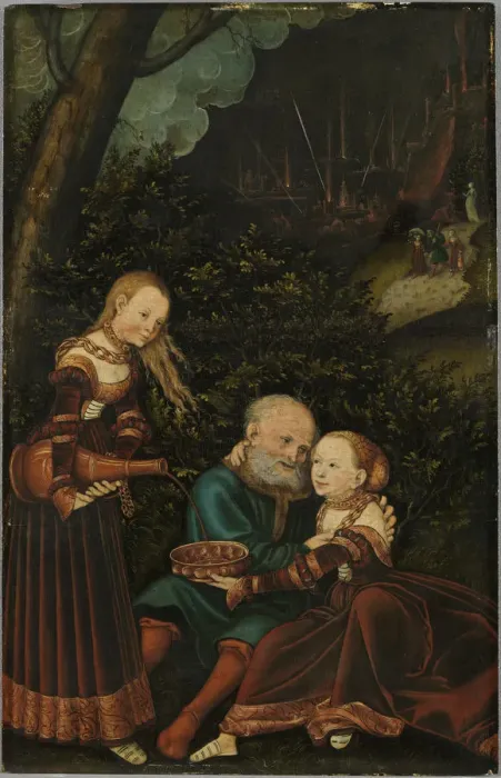 Framed Print : Lot and his Daughters, 1529 Framed Print : Lot and his Daughters, 1529