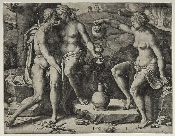 Lot and His Daughters, 1530. Creator: Lucas van Leyden (Dutch, 1494-1533)