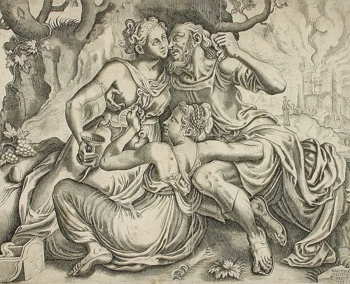 Framed Print : Lot and His Daughters, 1555. Creator: Balthazar van den Bos Framed Print : Lot and His Daughters, 1555. Creator: Balthazar van den Bos
