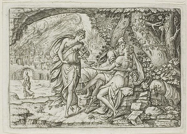 Lot and His Daughters, 1569. Creator: Etienne Delaune