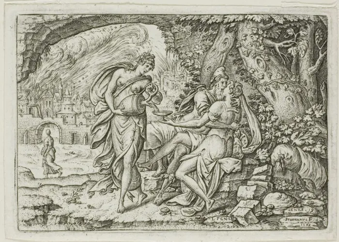 Framed Print : Lot and His Daughters, 1569. Creator: Etienne Delaune Framed Print : Lot and His Daughters, 1569. Creator: Etienne Delaune