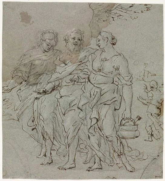Lot and His Daughters, 1600s. Creator: Pietro da Cortona (Italian, 1596-1669), circle of