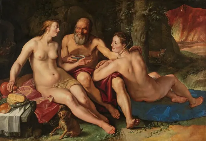 Framed Print : Lot and his Daughters, 1616. Creator: Hendrik Goltzius Framed Print : Lot and his Daughters, 1616. Creator: Hendrik Goltzius