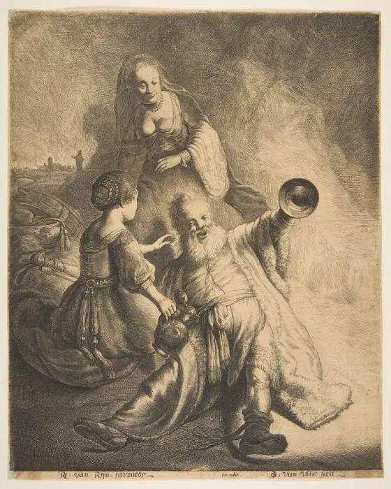 Framed Print : Lot and his Daughters, 1620-40. Creator: Jan Georg van Vliet Framed Print : Lot and his Daughters, 1620-40. Creator: Jan Georg van Vliet