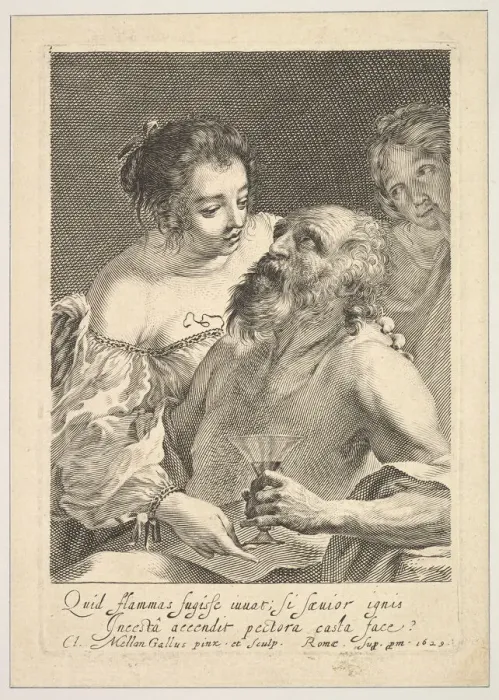Framed Print : Lot and His Daughters, 1629. Creator: Claude Mellan Framed Print : Lot and His Daughters, 1629. Creator: Claude Mellan