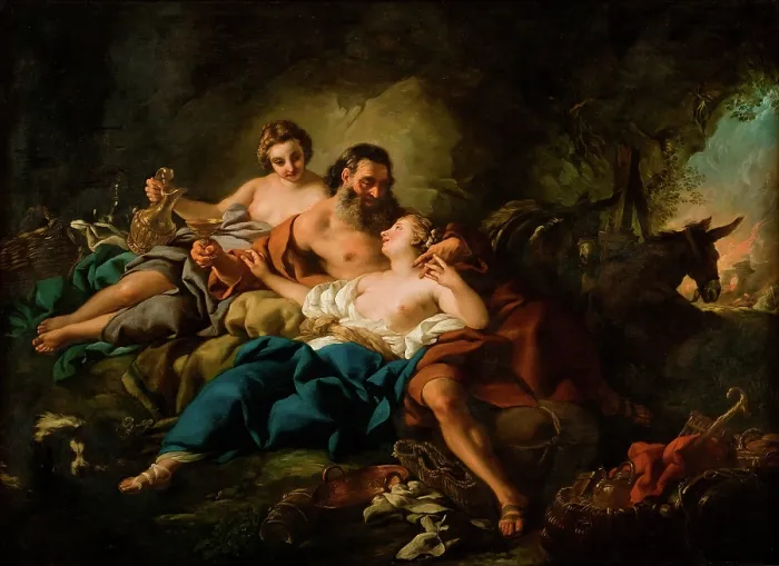 Framed Print : Lot and his Daughters, 1742. Creator: Troy, Jean-Francois de (1679-1752) Framed Print : Lot and his Daughters, 1742. Creator: Troy, Jean-Francois de (1679-1752)