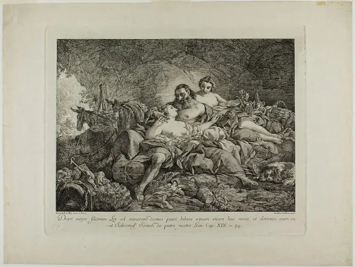 Framed Print : Lot and His Daughters, 1748. Creator: Joseph-Marie Vien the Elder