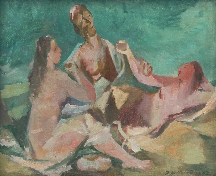 Framed Print : Lot and his daughters, 1942. Creator: Bedrich Hoffstadter Framed Print : Lot and his daughters, 1942. Creator: Bedrich Hoffstadter