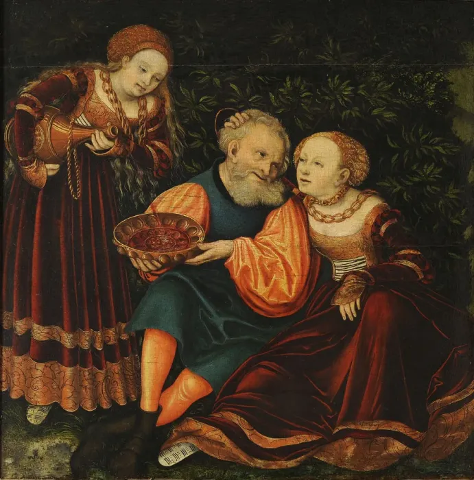 Framed Print : Lot and his Daughters. Artist: Cranach, Lucas, the Elder (1472-1553) Framed Print : Lot and his Daughters. Artist: Cranach, Lucas, the Elder (1472-1553)