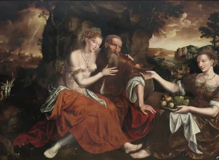 Framed Print : Lot and his Daughters. Artist: Massys (Matsys), Jan (1510-1575) Framed Print : Lot and his Daughters. Artist: Massys (Matsys), Jan (1510-1575)