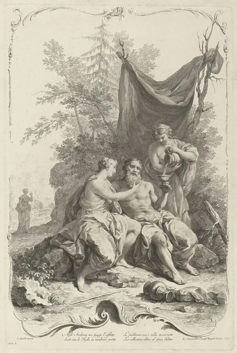 Framed Print : Lot and His Daughters, c. 1745. Creator: Joseph Wagner Framed Print : Lot and His Daughters, c. 1745. Creator: Joseph Wagner