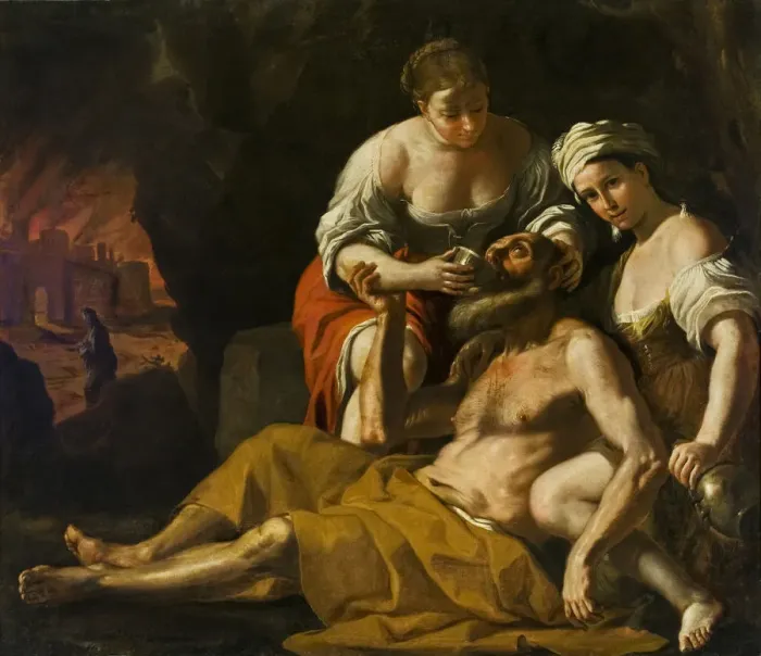 Framed Print : Lot and his Daughters, ca 1675-1680. Creator: Preti, Mattia (1613-1699) Framed Print : Lot and his Daughters, ca 1675-1680. Creator: Preti, Mattia (1613-1699)
