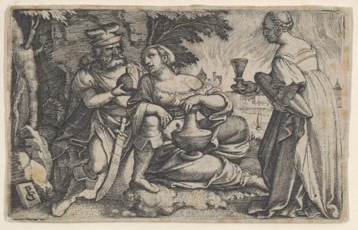 Framed Print : Lot and His Daughters. Creator: Georg Pencz Framed Print : Lot and His Daughters. Creator: Georg Pencz
