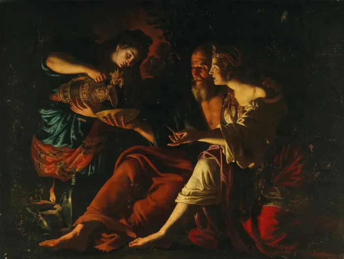 Framed Print : Lot and his Daughters. Creator: Guerrieri, Giovanni Francesco (1589-1657) Framed Print : Lot and his Daughters. Creator: Guerrieri, Giovanni Francesco (1589-1657)