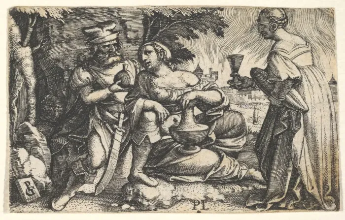 Framed Print : Lot and his daughters: a daughter at center rests her right arm on Lots knee and a ve Framed Print : Lot and his daughters: a daughter at center rests her right arm on Lots knee and a ve