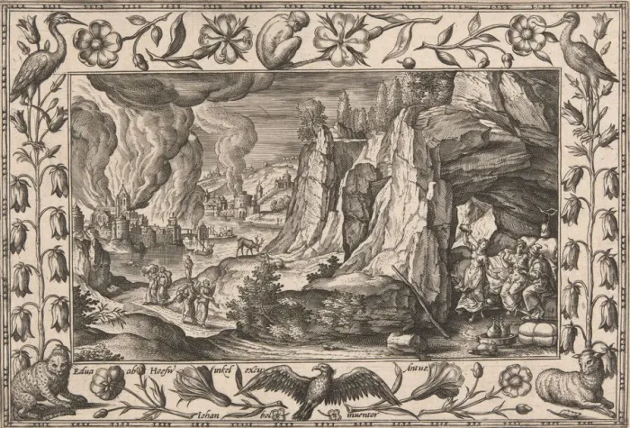 Framed Print : Lot and His Daughters, from Landscapes with Old and New Testament Scenes Framed Print : Lot and His Daughters, from Landscapes with Old and New Testament Scenes