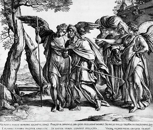 Lot and His Daughters Leaving Sodom, 1582. Creator: Hendrik Goltzius