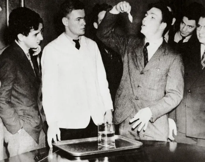 Framed Print : Lothrop Withington, Jr (right), a Harvard freshman, swallowing a goldfish, USA, 1935 Framed Print : Lothrop Withington, Jr (right), a Harvard freshman, swallowing a goldfish, USA, 1935