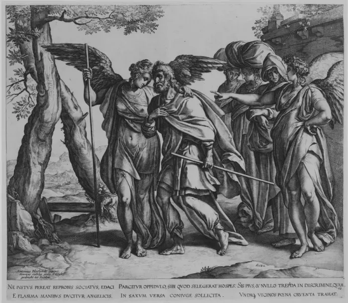 Framed Print : Lots Flight from Sodom, 1582. 1582. Creator: Hendrik Goltzius Framed Print : Lots Flight from Sodom, 1582. 1582. Creator: Hendrik Goltzius