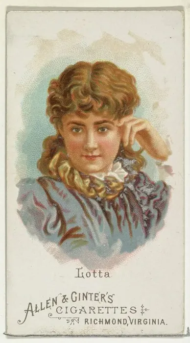 Framed Print : Lotta, from Worlds Beauties, Series 1 (N26) for Allen & Ginter Cigarettes, 1888 Framed Print : Lotta, from Worlds Beauties, Series 1 (N26) for Allen & Ginter Cigarettes, 1888