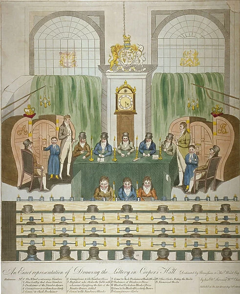 Lottery draw, Coopers Hall, City of London, 1803. Artist: W Charles