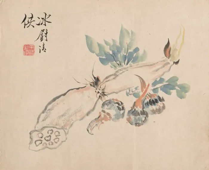 Framed Print : Lotus Root and Adders Tongue. Creator: Tsubaki Chinzan (Japanese, 1801-1854) Framed Print : Lotus Root and Adders Tongue. Creator: Tsubaki Chinzan (Japanese, 1801-1854)