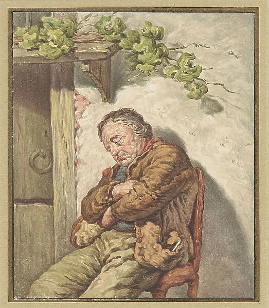 Lou, the baker's servant, fell asleep in the sunlight in front of the house, 1790-1852. Creator: Pieter Christoffel Wonder