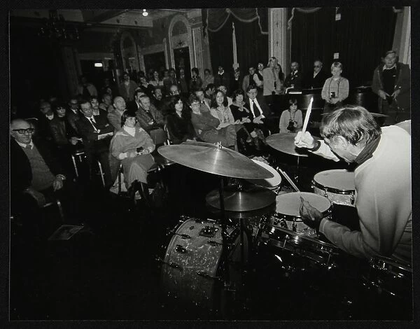 Louie Bellson conducting a drum clinic at the Horseshoe Hotel, London, November 1980